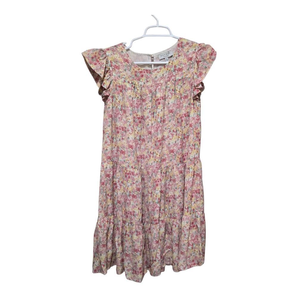 Hayden LA Floral Ruffle Sleeve Tiered Dress Small